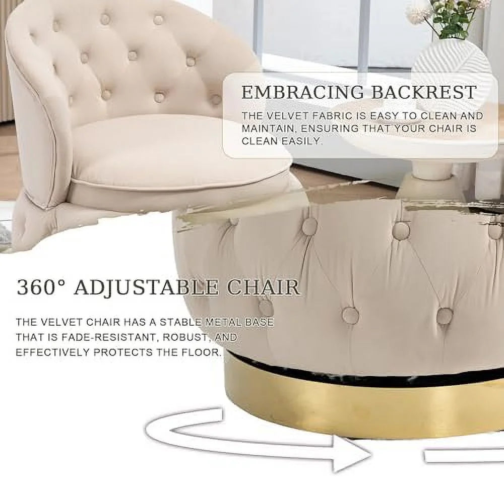 Round Swivel Chair with Tufted Back and Cushion Y363637