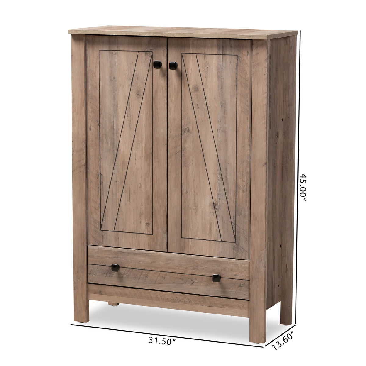 Natural Oak Finished Wood 1-Drawer Shoe Cabinet Q6436