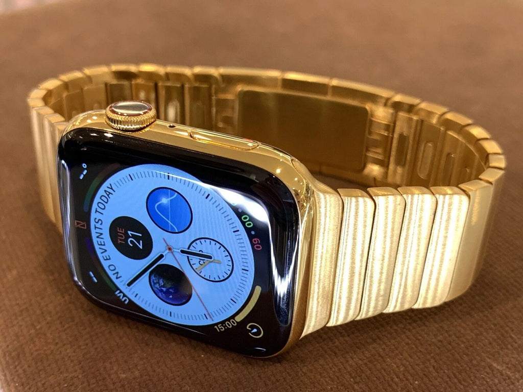 24K Gold Plated 44mm Stainless Steel Smartwatch with Link Band V664