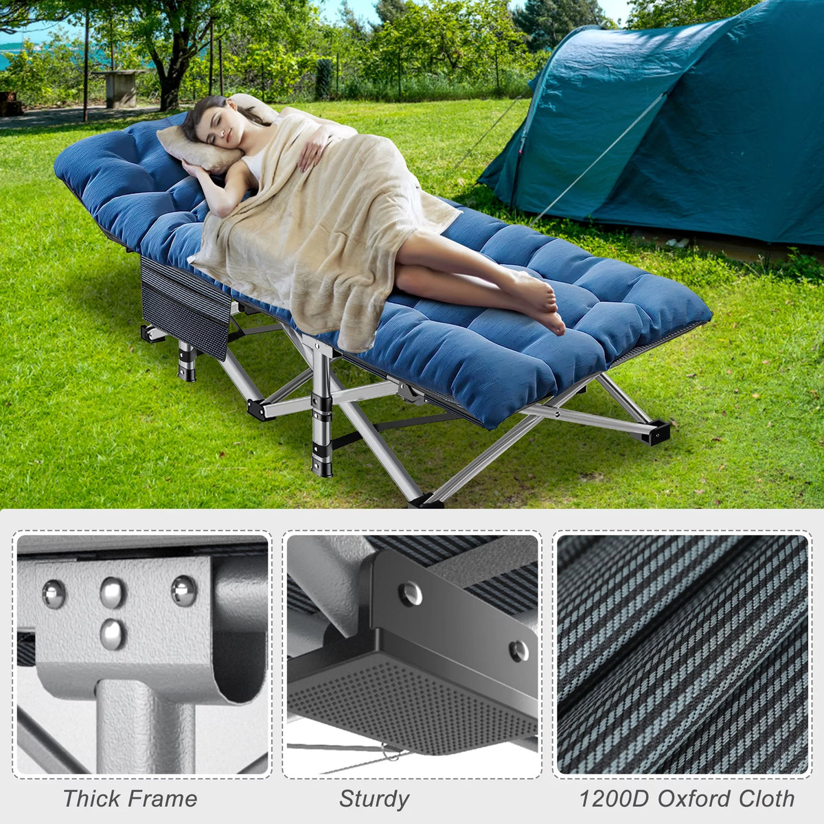 Folding Camping Cot with Mattress and Carry Bag R8711