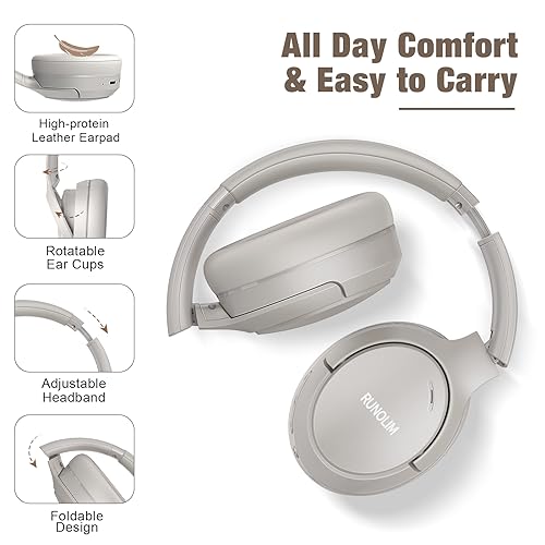 Hybrid Active Noise Cancelling Wireless Over Ear Bluetooth Headphones with Microphone A491