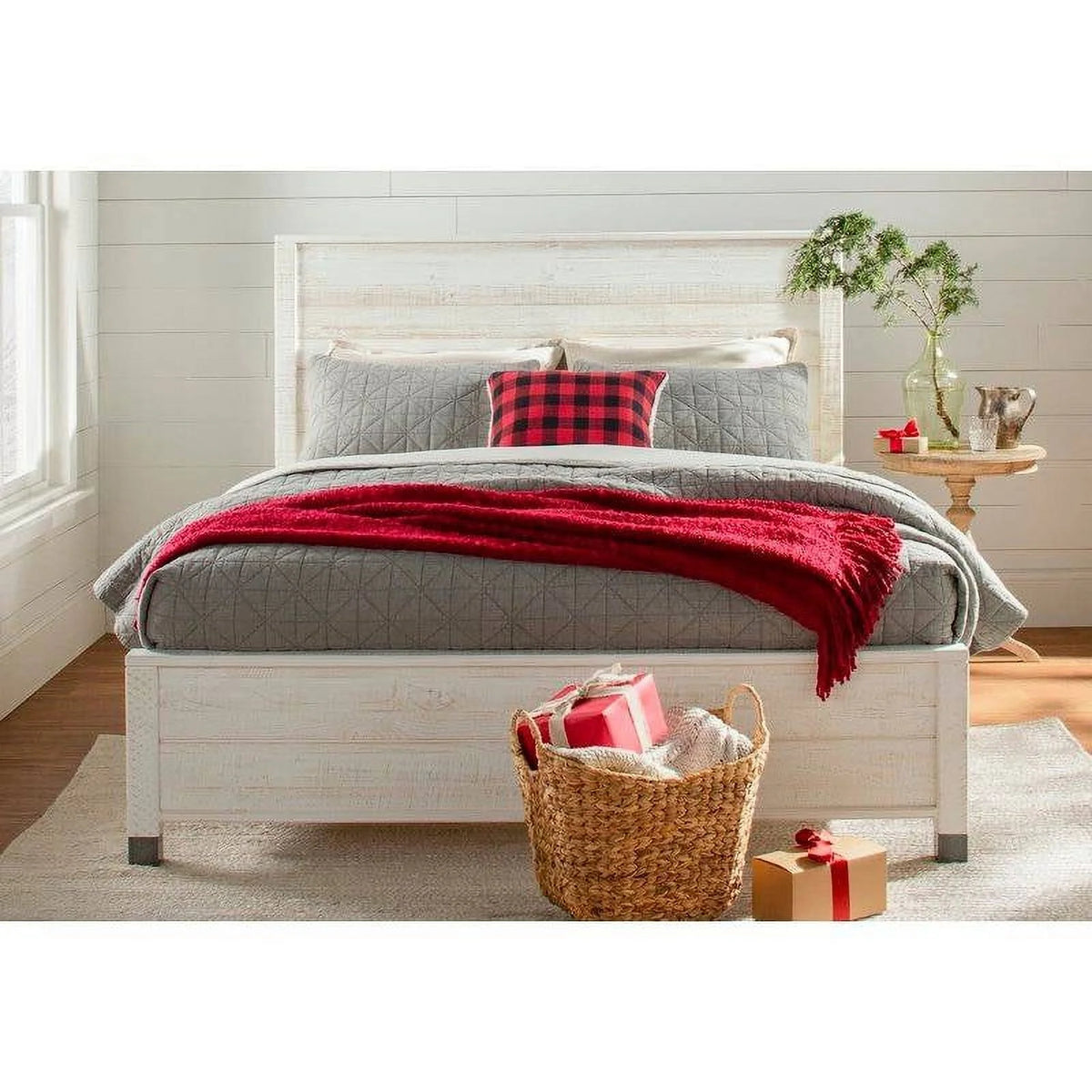Queen Size Solid Wood Platform Bed Frame with Headboard F766