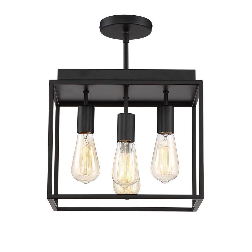 4-Light Black Semi Flush Mount Light H321