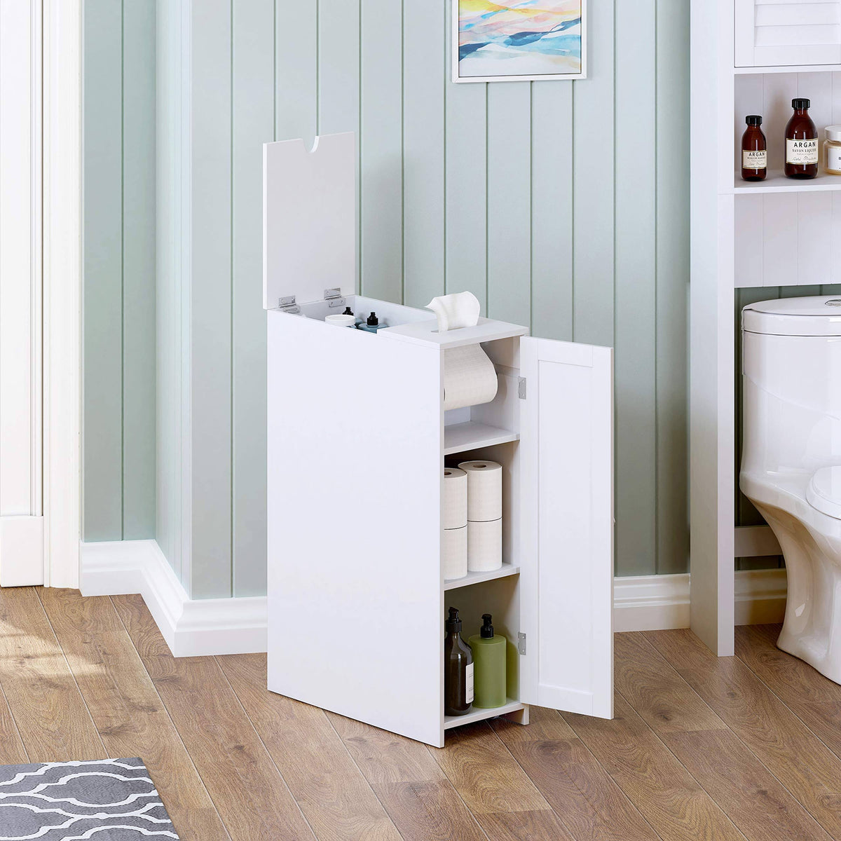 Toilet Paper Storage Cabinet with Rolling Holder F87307