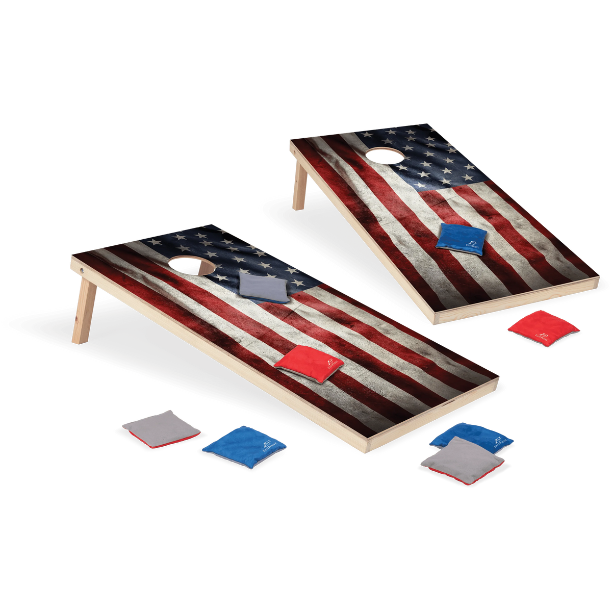 2' x 4' American Flag Cornhole Boards Bean Bag Toss Set with 8 Bean Bags C856