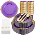 350PCS Clear Gold Plastic Plates Dinnerware Sets L5189