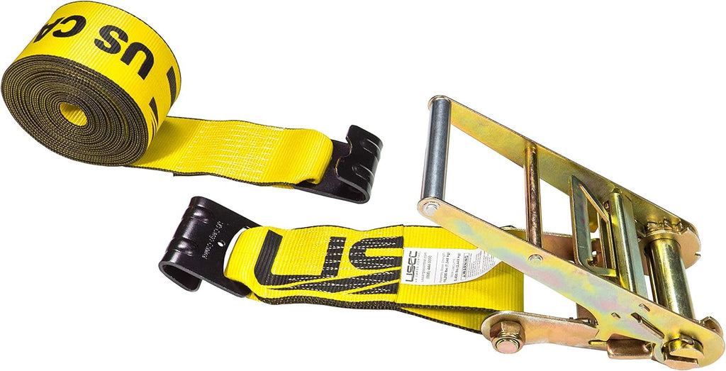 Yellow Ratchet Strap with Flat Hooks O4538