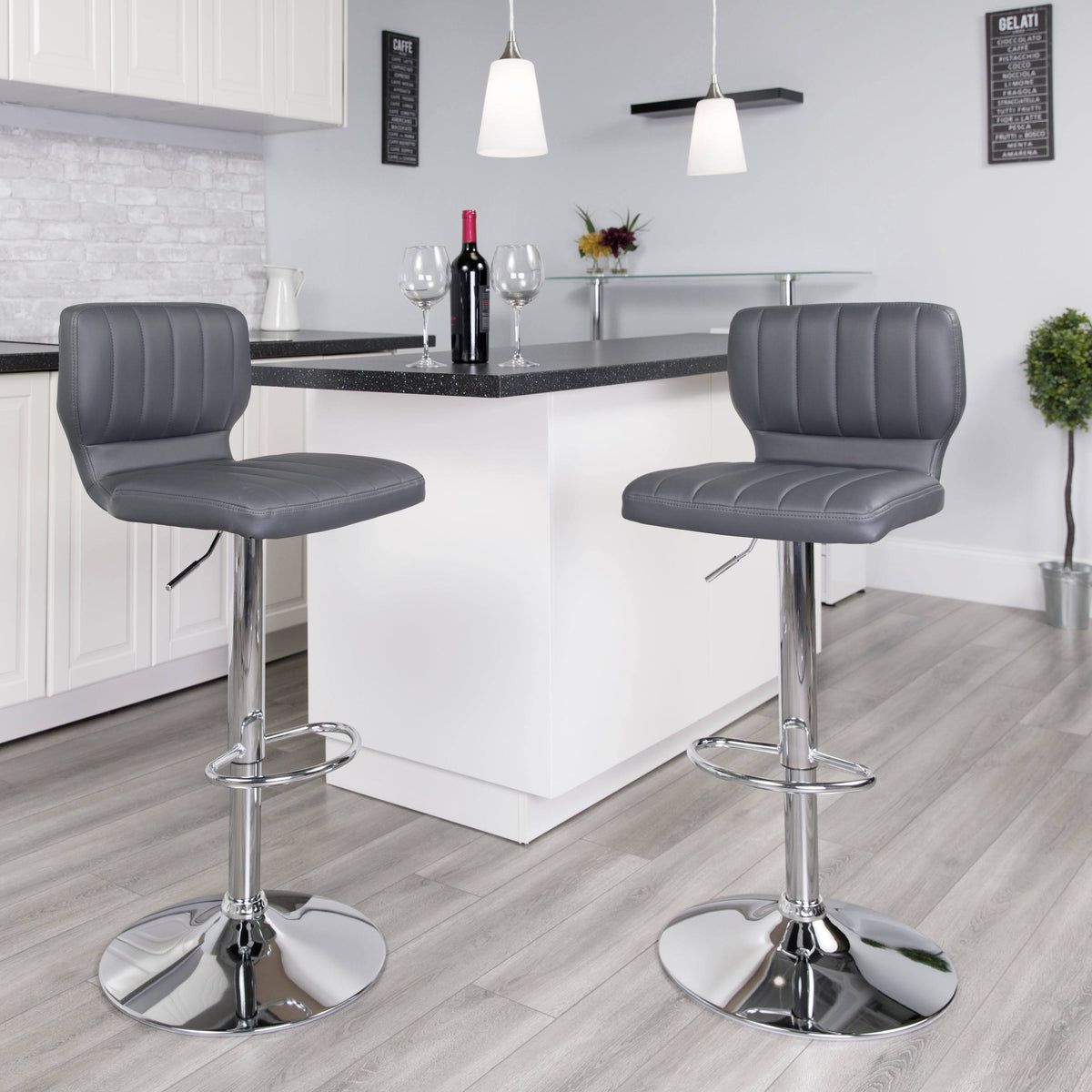 Contemporary Vinyl Adjustable Height Barstool R998