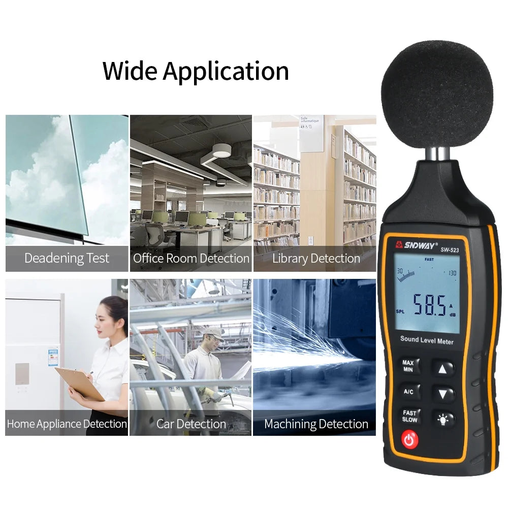 High Accuracy LCD Digital Sound Level Meter 30-130dB W56716