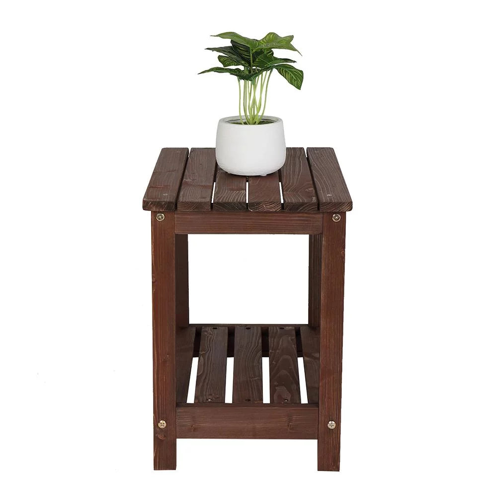 Light Brown 2 Tiers Wooden Side Table Z2798