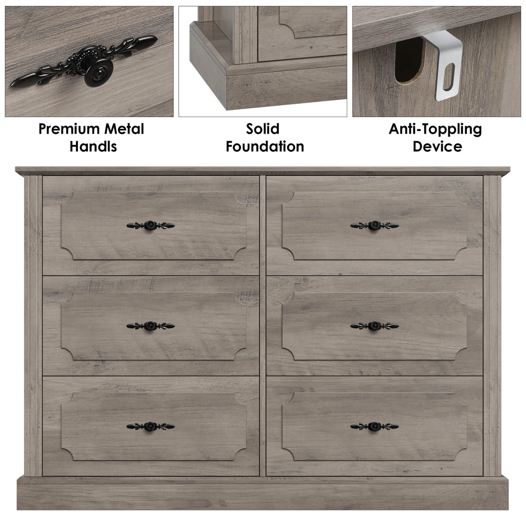 White 6 Drawer Wood Dresser H67922