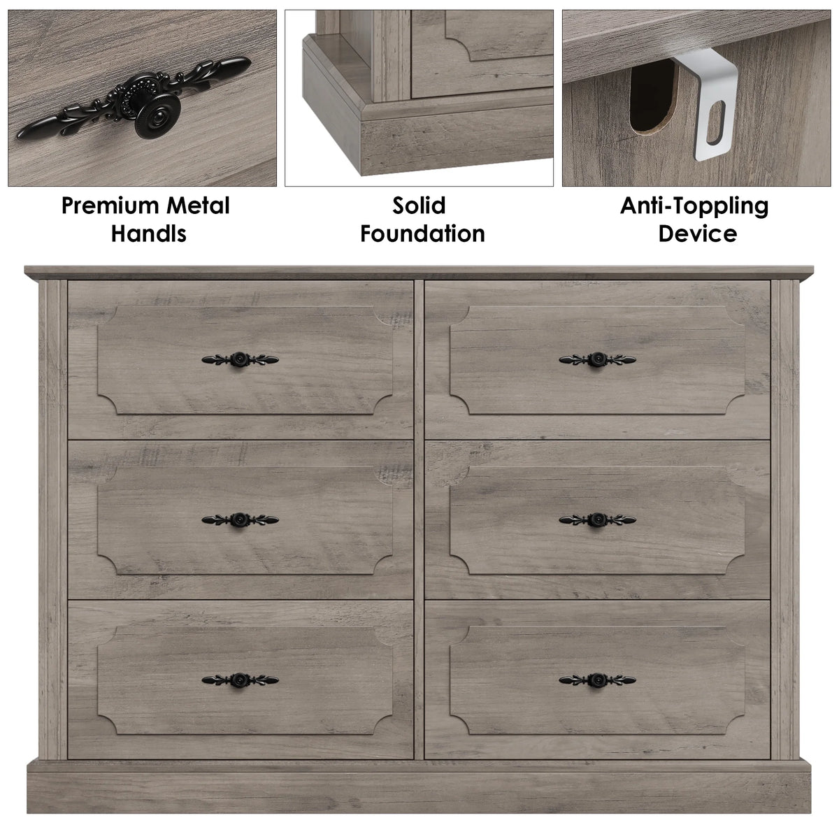 White 6 Drawer Wood Dresser H67922
