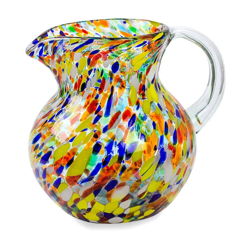 Multicolor Hand Blown Recycled Glass Pitcher (71 oz) O51002