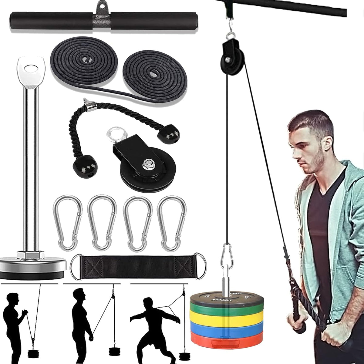 Weight Cable Pulley System Home Gym Equipment T12760