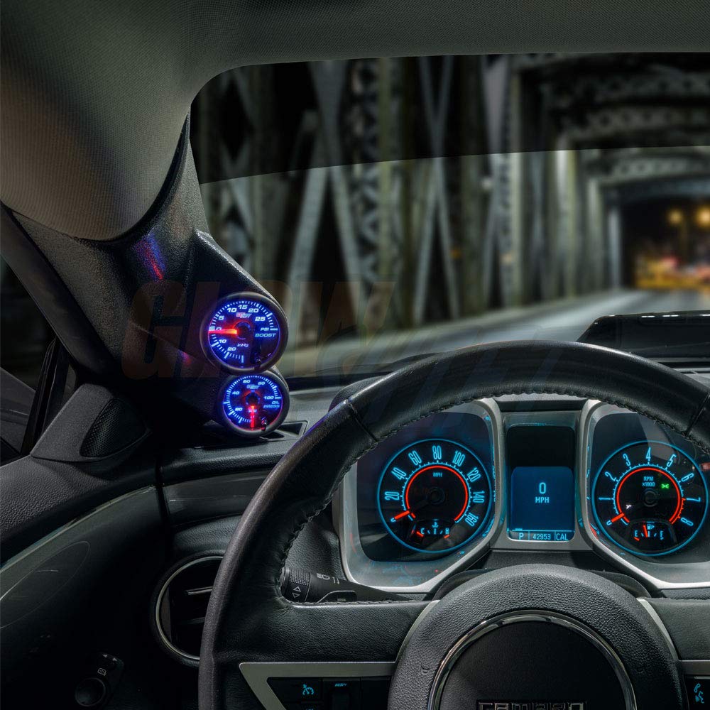 Tinted 7 Color 100 PSI Oil Pressure & Fuel Pressure Gauges Black Dual Pillar Pod E13931