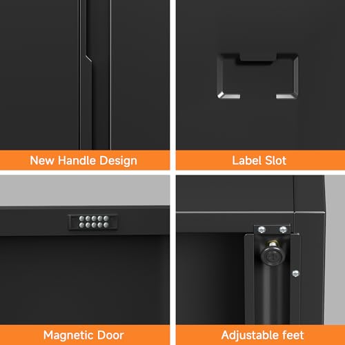 Black 71 inch Metal Storage Cabinet with 2 Doors and 4 Adjustable Shelves L480