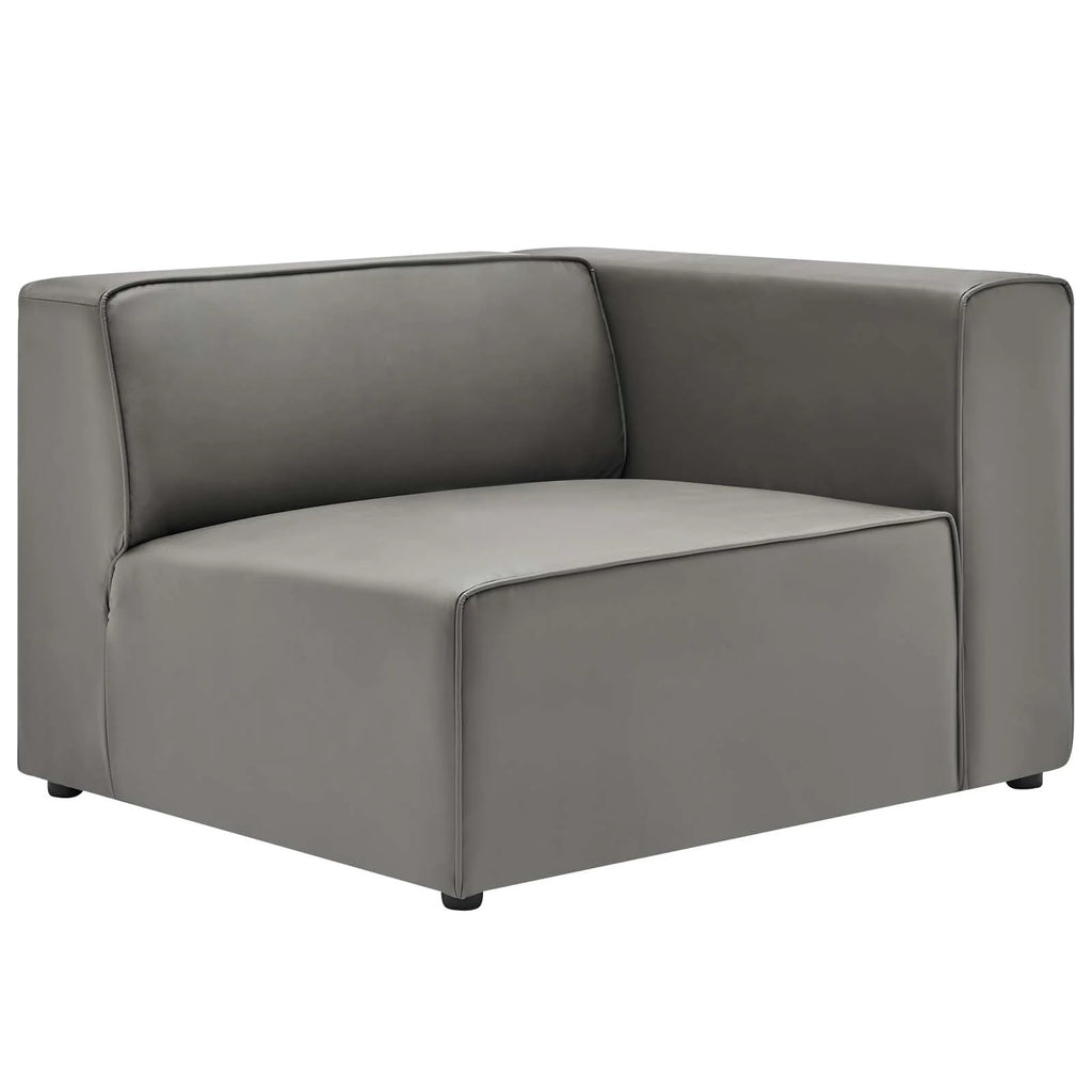 Grey Faux Vegan Leather Sectional Sofa Set X954