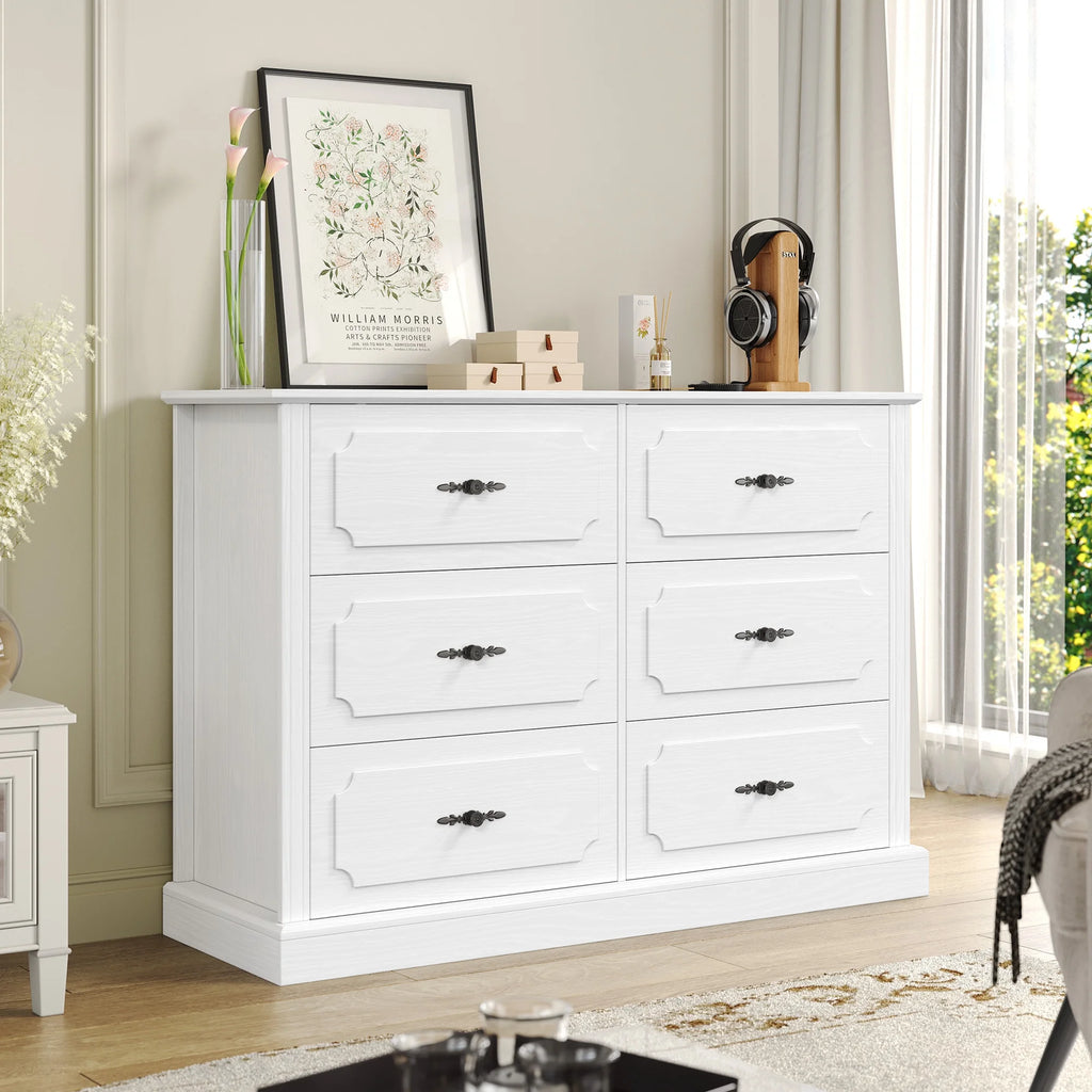 White 6 Drawer Wood Dresser H67922