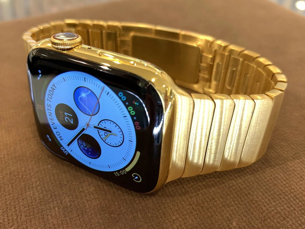 24K Gold Plated 44mm Stainless Steel Smartwatch with Link Band V664