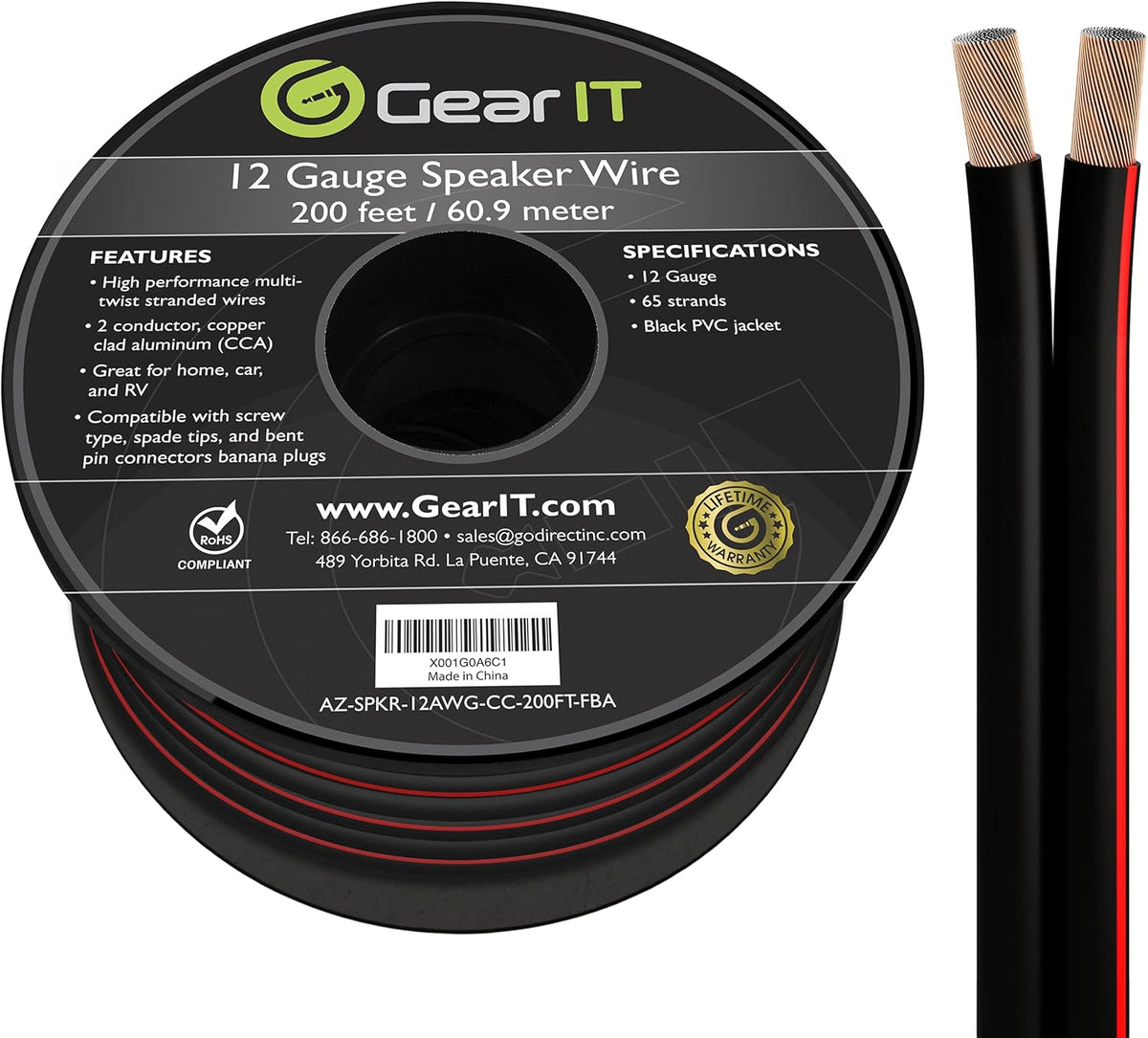 12 AWG Speaker Wire Cable 100 Feet White Pack of 2 D9965