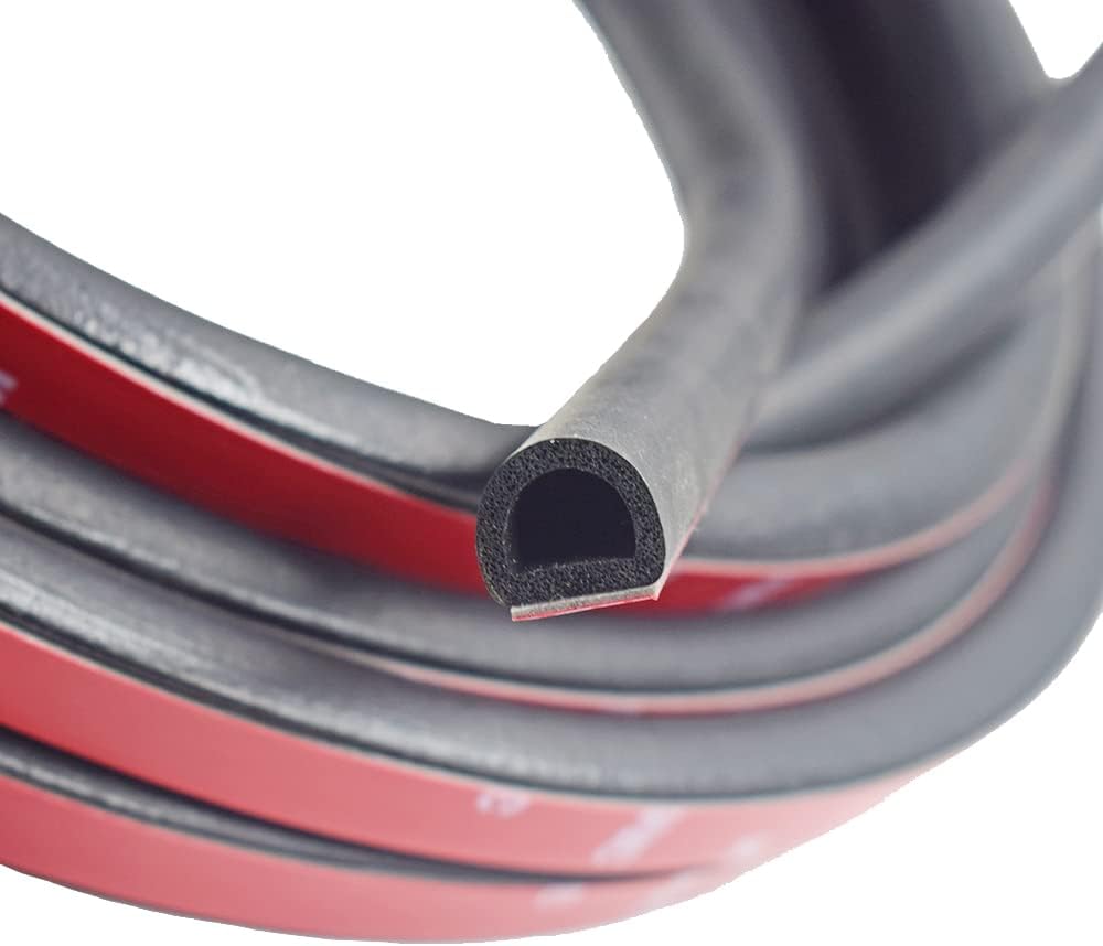 Universal D-Shape EPDM Rubber Door Seal Strip Self Adhesive 20 FT Pack of 2 D769252