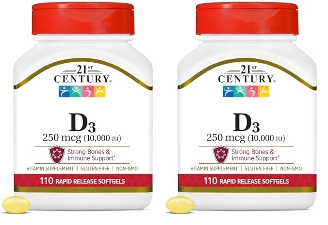 Vitamin D3 250 mcg (10,000 IU) Rapid Release Softgels, 110 Count C845
