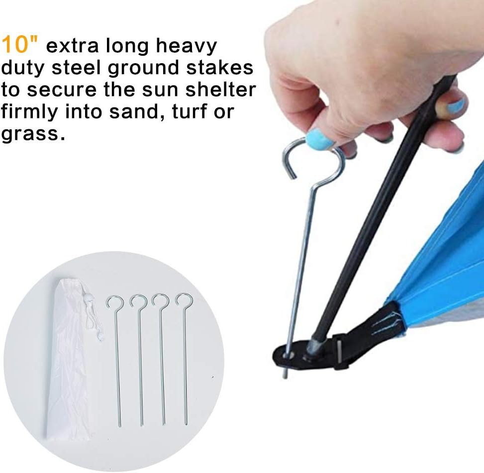 Portable Sun Shelter Beach Tent, 9ft Large Tent, UV Protection, Blue A437474