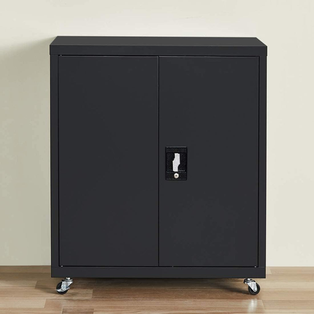 Metal Storage Cabinet with Wheels, Lock and Adjustable Shelf I796661