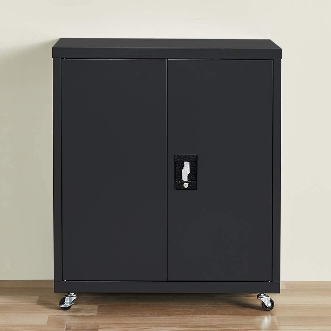Metal Storage Cabinet with Wheels, Lock and Adjustable Shelf I796661