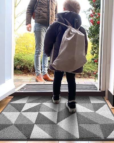 Black Non Slip Washable Absorbent Low-Profile Entrance Mat, 24"X36" E577