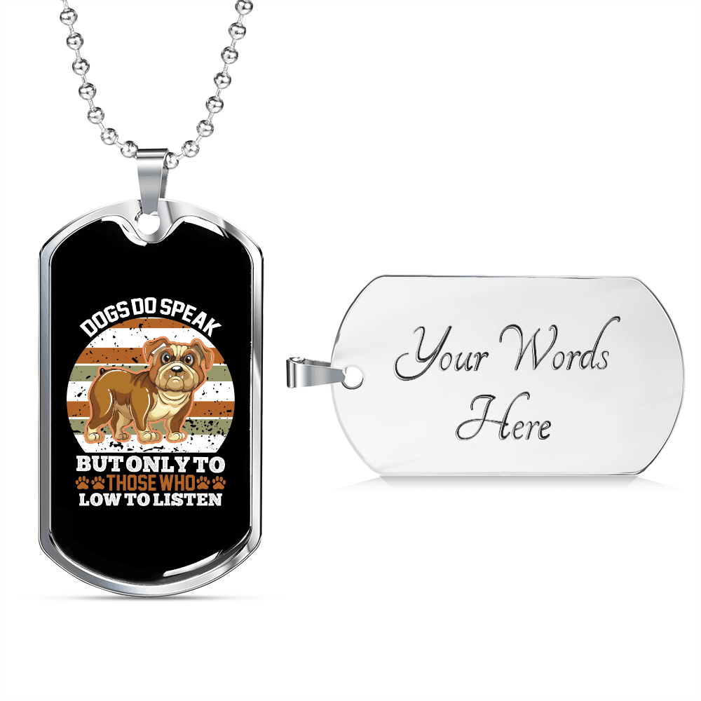 White Necklace Stainless Steel Dog Tag 24" Chain X9664