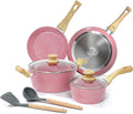 8 Piece Pink Nonstick Granite Stone Cookware Set F877615