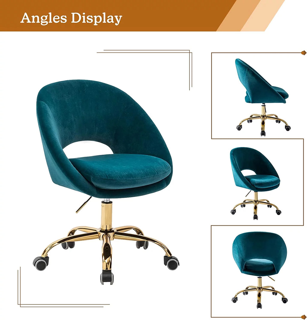 Teal Velvet Upholstered Desk Chair A965