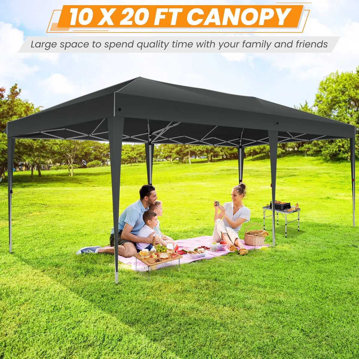 10'x20' Pop up Canopy Tent with 6 Sidewalls and Carry Bag C183