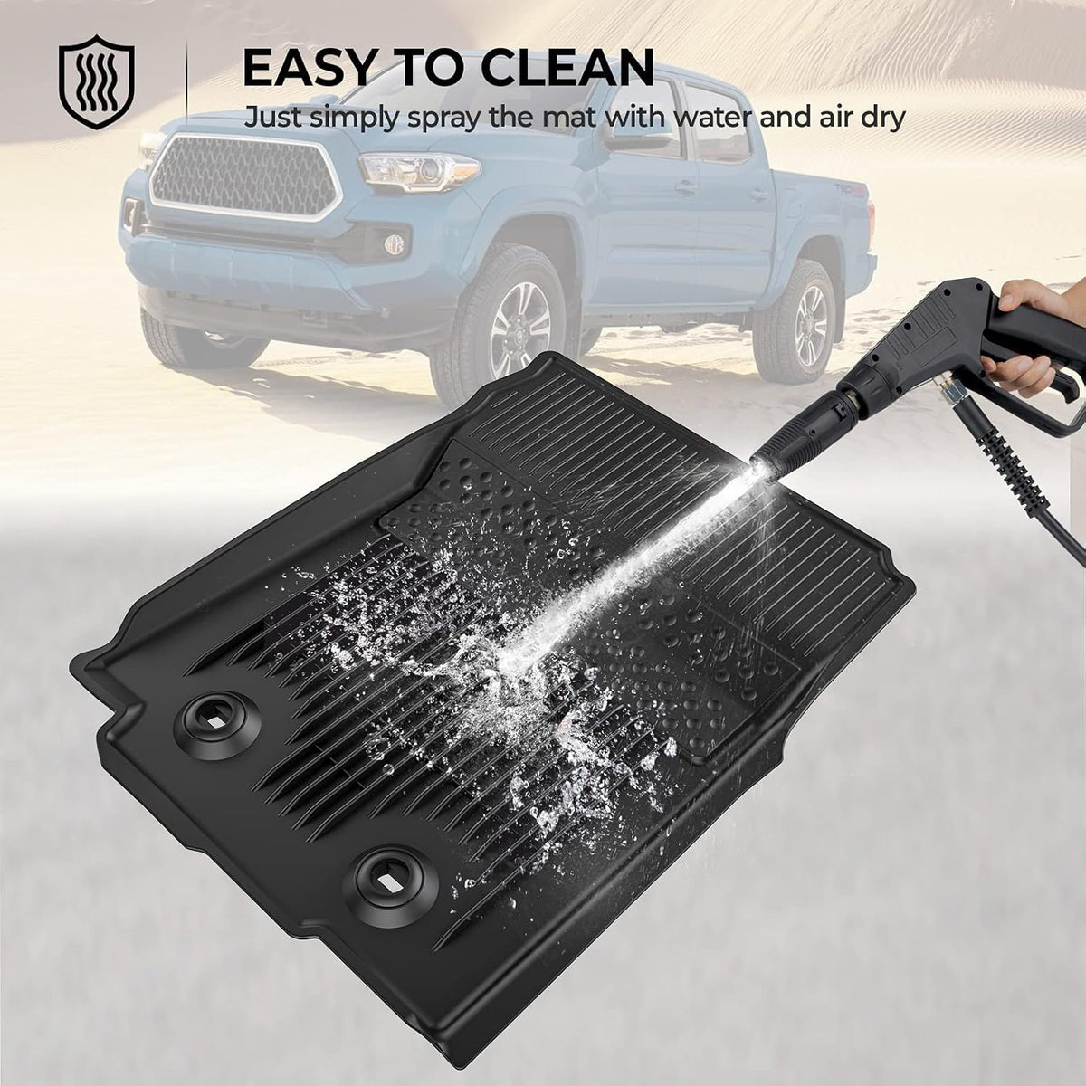Black All-Weather Heavy Duty TPE Rubber Floor Mats Liners I61048