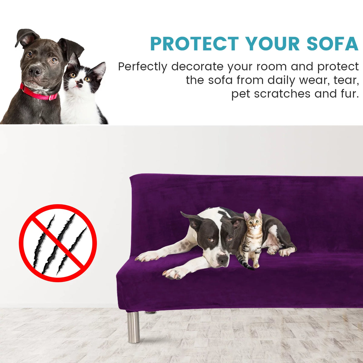 Stretch Futon Cover Armless Sofa Bed Cover V241118