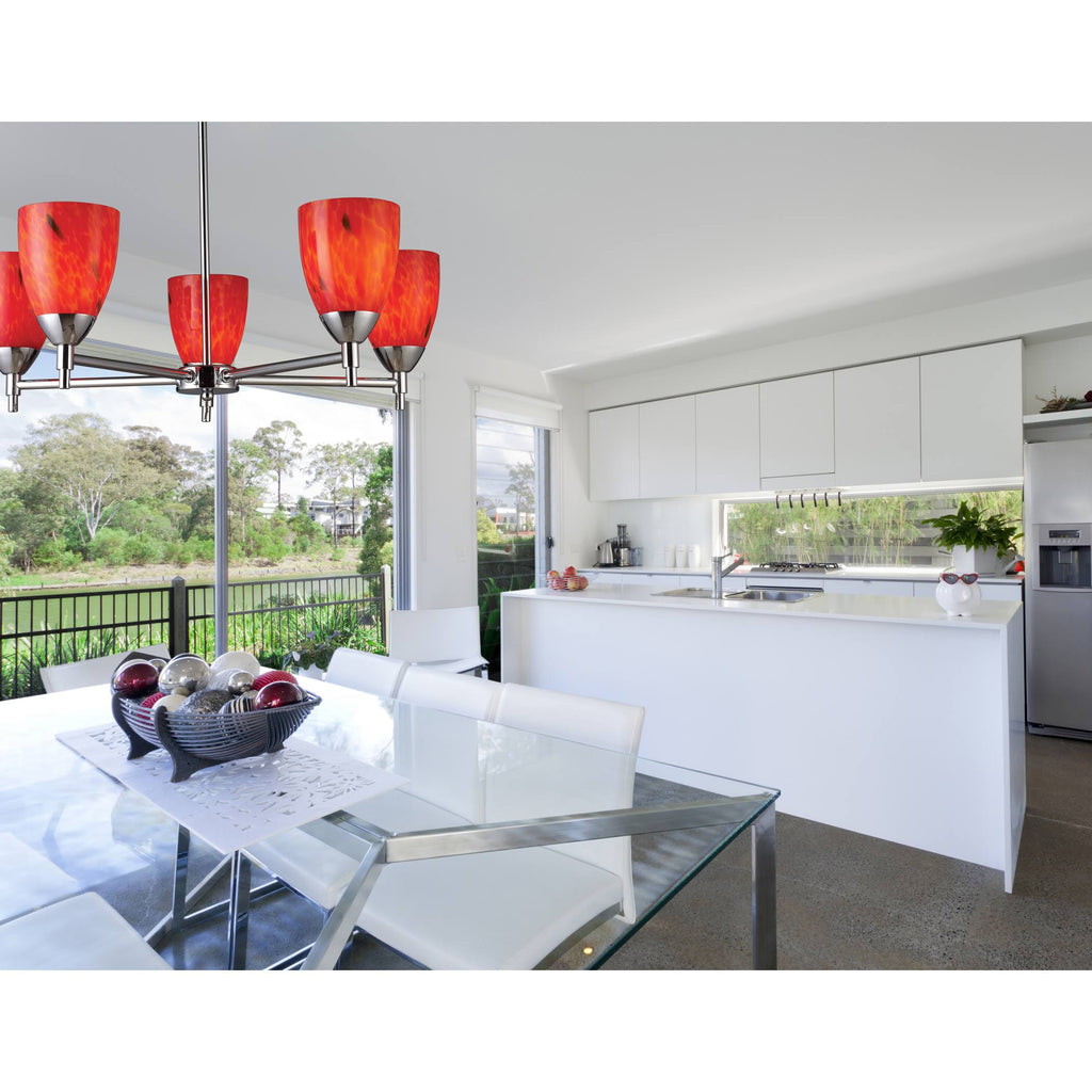 1 Light Semi Flush in Dark Rust and Creme Glass E707854