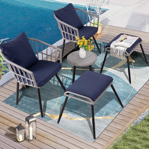 3 Piece Beige Wicker Patio Bistro Set C578