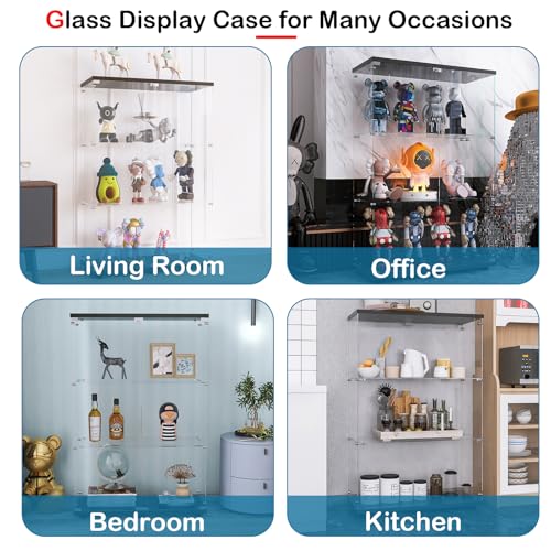 White Glass Display Cabinet with 4 Shelves and Lock, 16.7" W x 14.3" D x 64.7" H V754