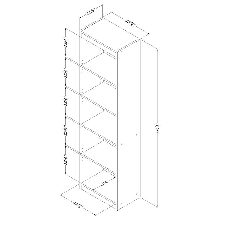 White Desk with Keyboard Tray and 5-Shelf Narrow Bookcase Set Q122