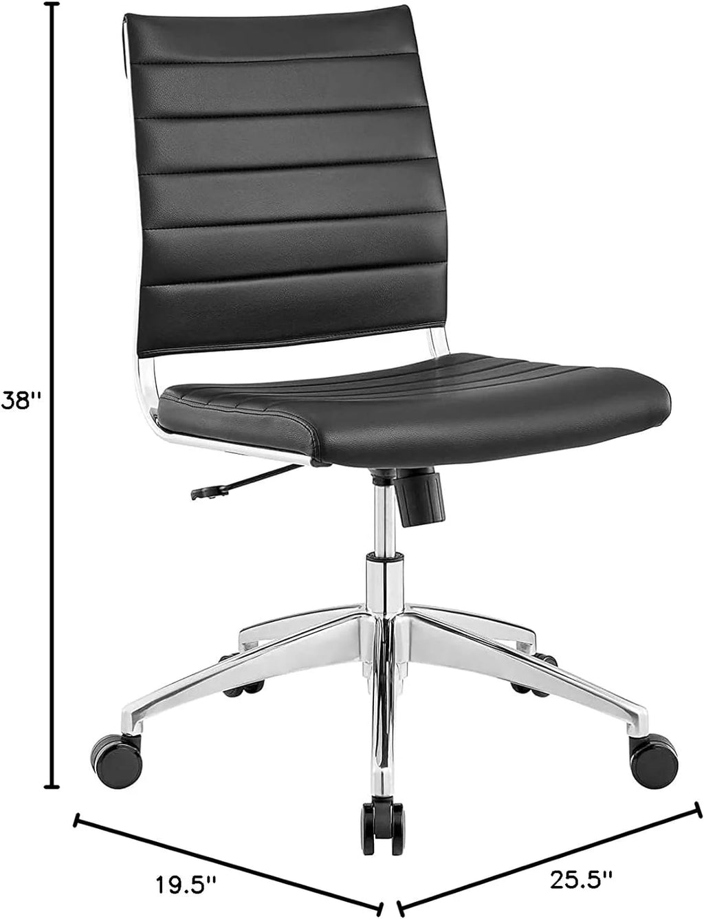 Black Ribbed Armless Swivel Chair E80634