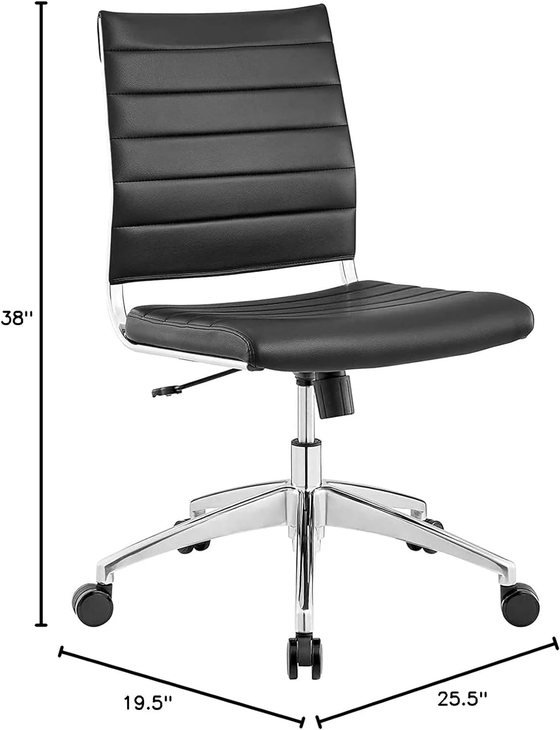 Black Ribbed Armless Swivel Chair E80634