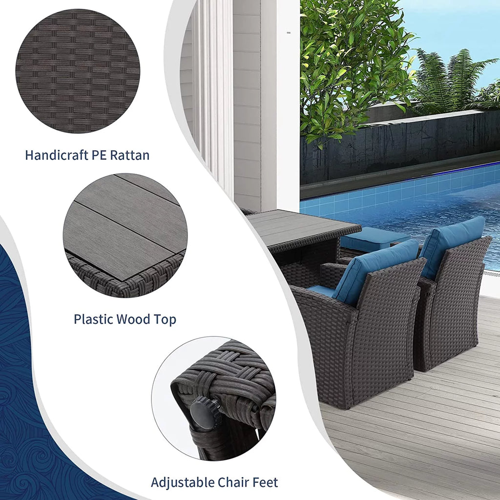 6 Pieces All Weather Wicker Rattan Patio Furniture Set G104393