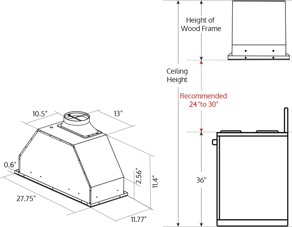 Stainless Steel 30 Built-in Range Hood Insert with 900 CFM U82445