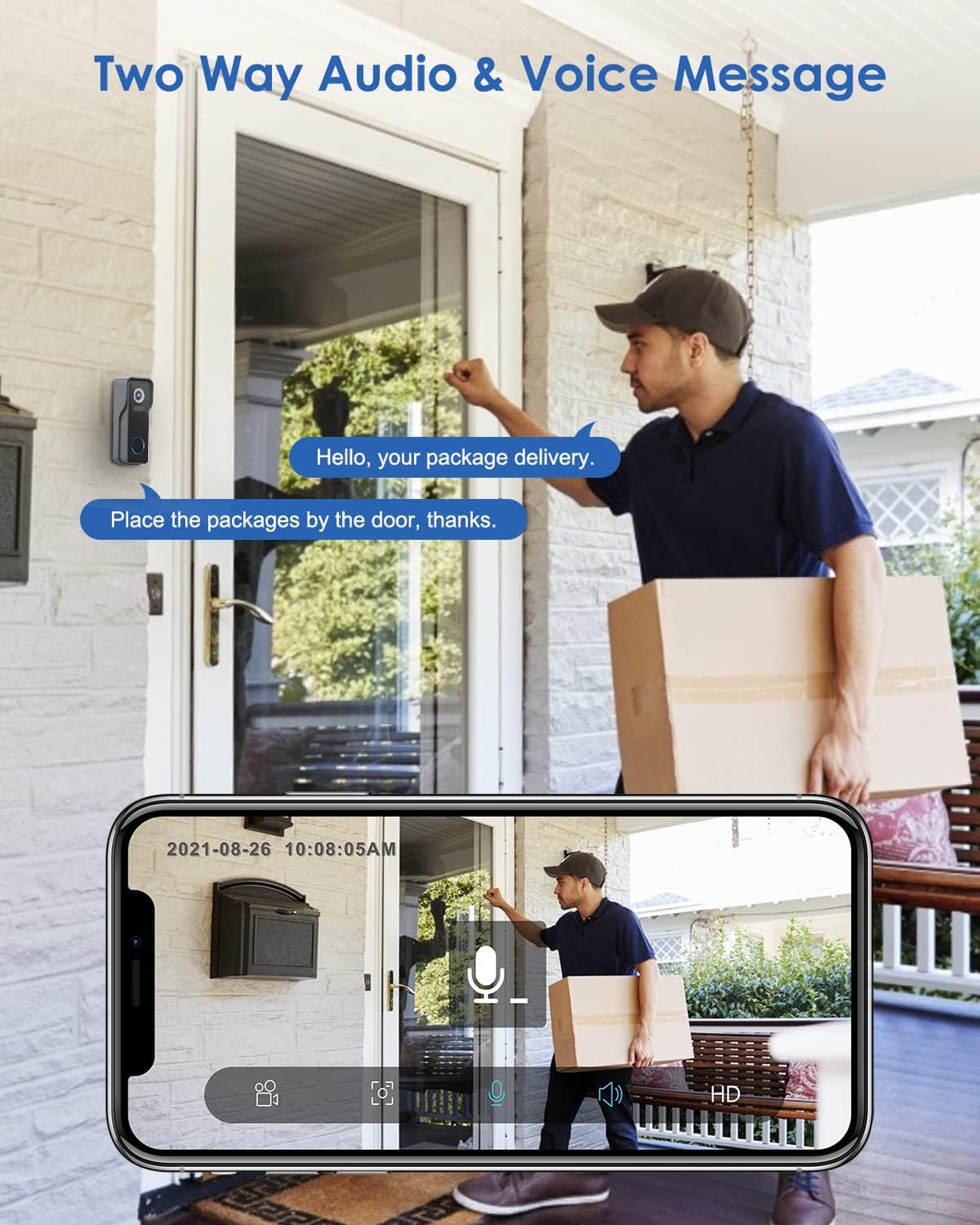 1080P HD Wireless Video Doorbell Camera with Chime I3343