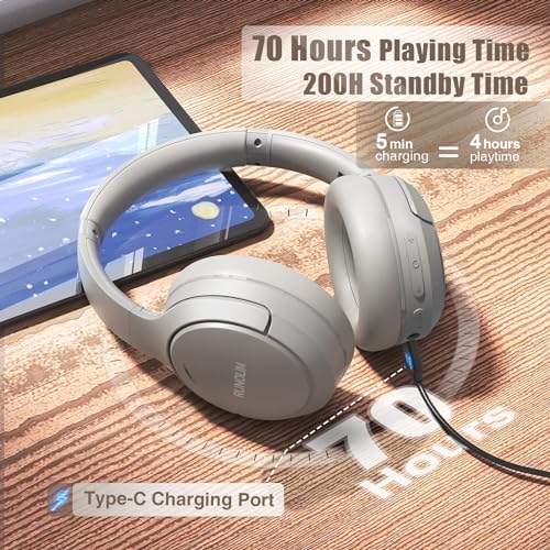 Hybrid Active Noise Cancelling Wireless Over Ear Bluetooth Headphones with Microphone A491