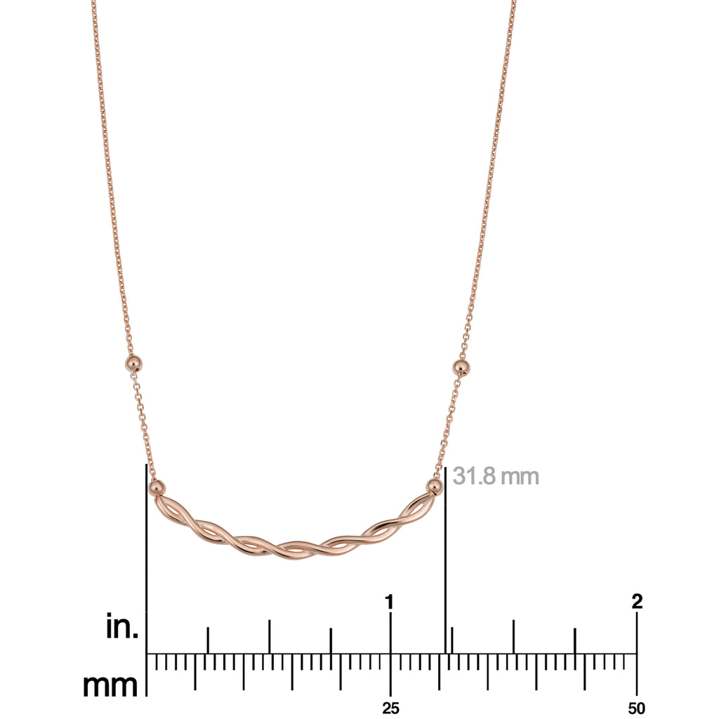14k Rose Gold Twist Curved Bar Adjustable Length Necklace W98250
