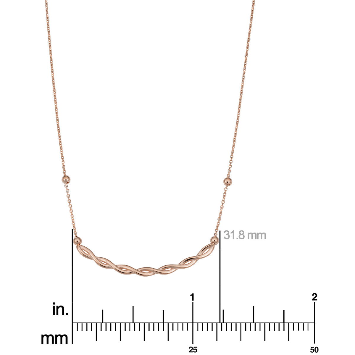 14k Rose Gold Twist Curved Bar Adjustable Length Necklace W98250