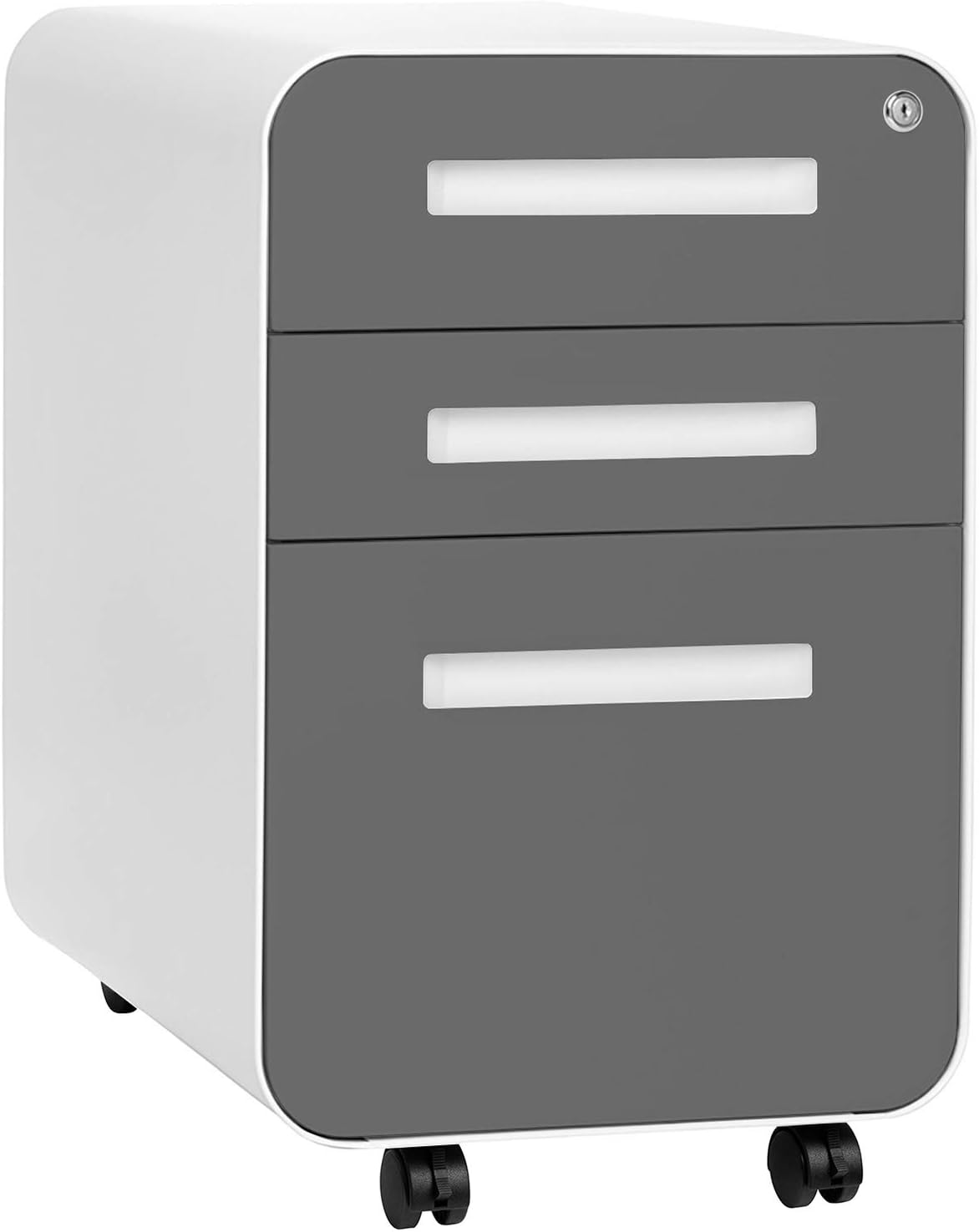 3-Drawer Mobile File Cabinet Orange Faceplate E8074
