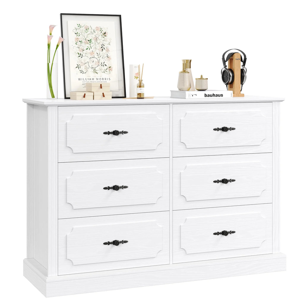 White 6 Drawer Wood Dresser H67922